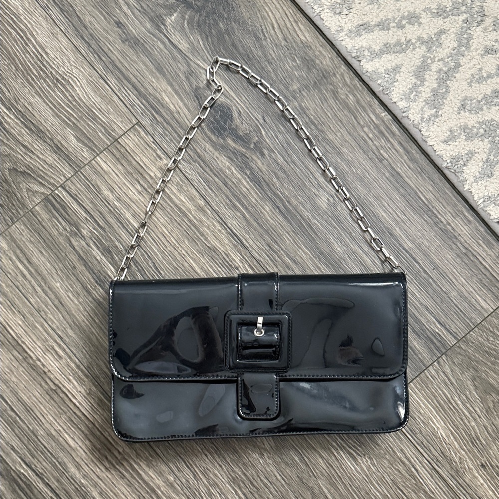Elegant Black Patent Leather Clutch